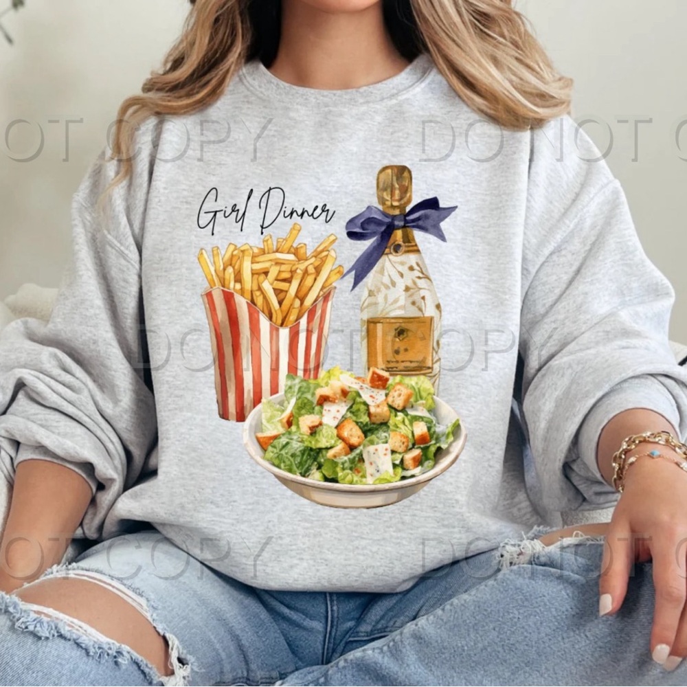 Gray or white Graphic Sweatshirt with Food Print